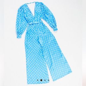 Blue and white jumpsuit